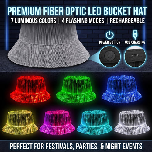 NEW 7 Colors Glow LED Fisherman Hat LED Fiber Optic Cap Hat 5V USB Charging For Men Women Holiday Stage Performance Props Cap