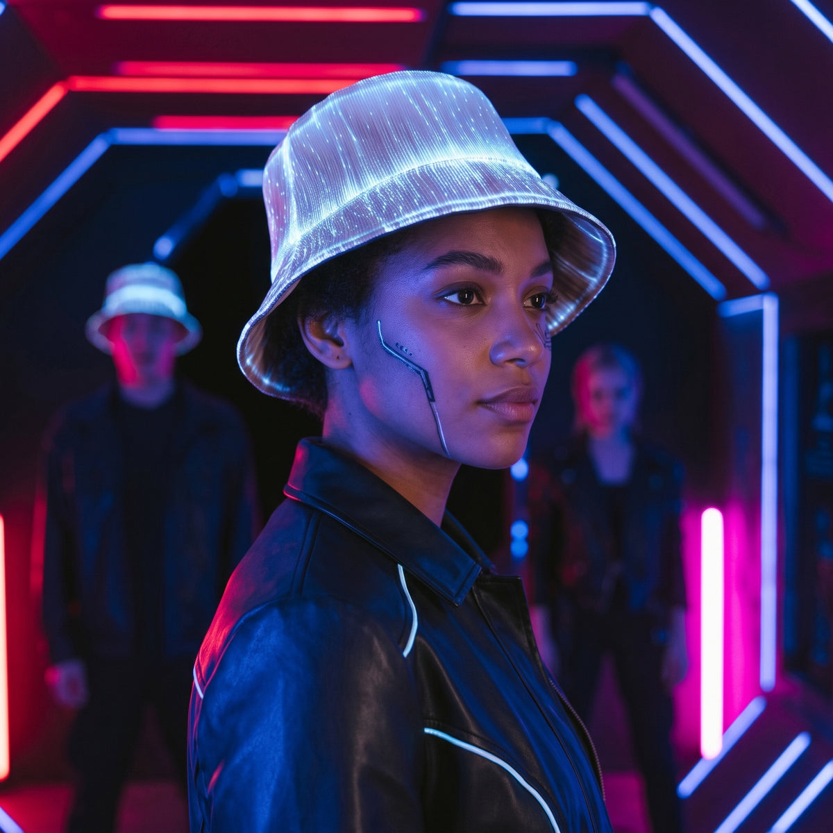 Fibre Optic LED Bucket Hat | 7-Colour Glow, USB Charging — Festival & Stage