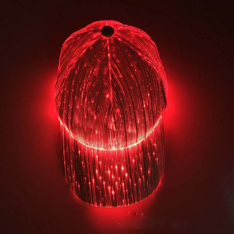 7-color Change LED Fiber Optic Light-emitting Sunshade Cap Bar Dancing Night Running Baseball Cap Halloween Hip-hop Flash Hat