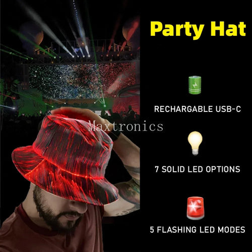 NEW 7 Colors Glow LED Fisherman Hat LED Fiber Optic Cap Hat 5V USB Charging For Men Women Holiday Stage Performance Props Cap