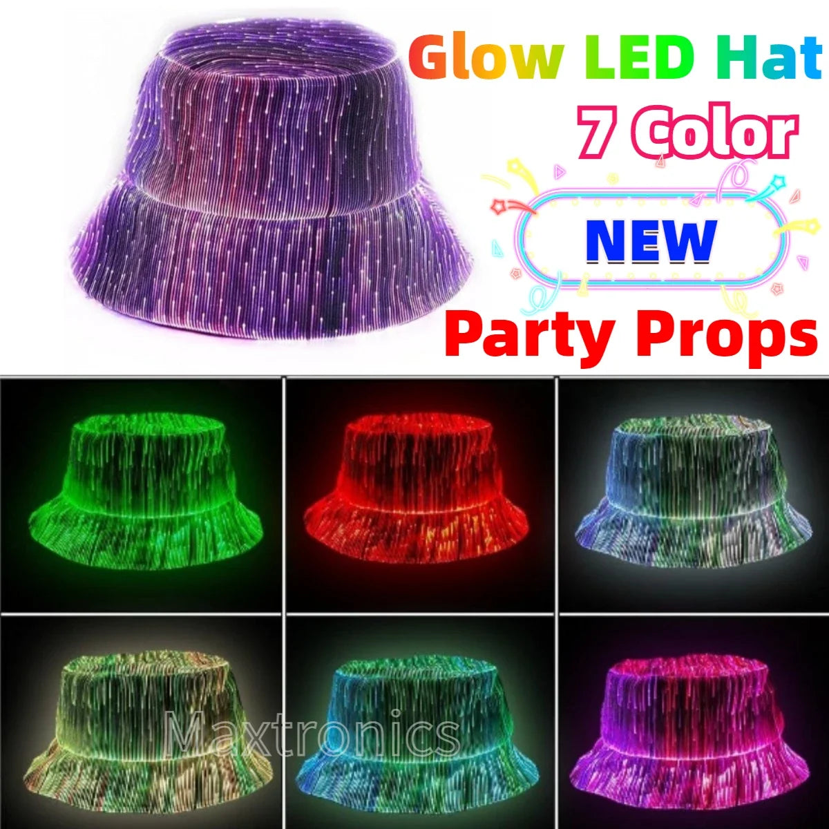 NEW 7 Colors Glow LED Fisherman Hat LED Fiber Optic Cap Hat 5V USB Charging For Men Women Holiday Stage Performance Props Cap